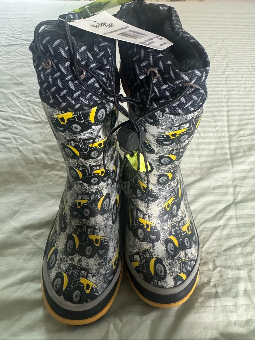 Western Chief Yellow & Gray Tractor Kids waterproof Winter Boots